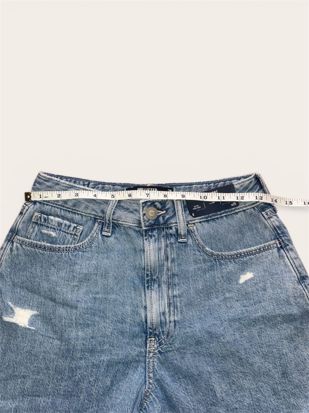 Hollister High-Waist Light Blue Denim 90s Shorts Size 0/25 - Picture 5 of 5